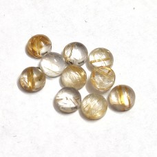 Natural golden rutile quartz 4mm round cabochon 0.32 cts